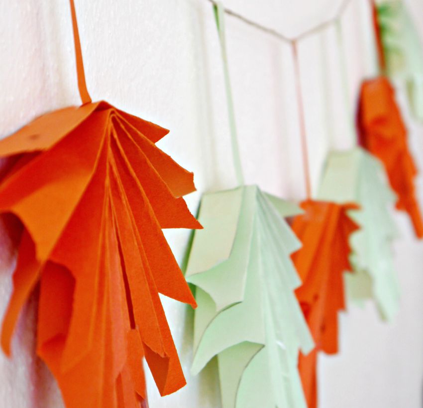 Folded Paper Leaf Garland Make and Takes