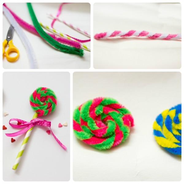 Pipe cleaner lollipops... great for Candy Land or Willy Wonka themes.
