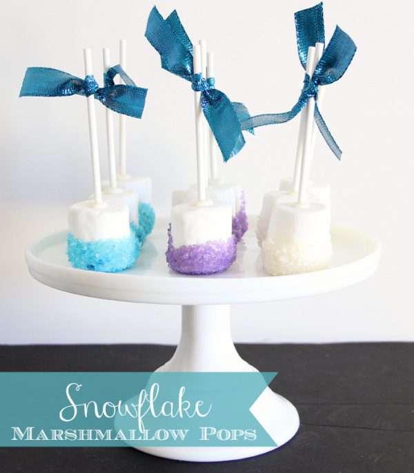 snowflake marshmallow pops
