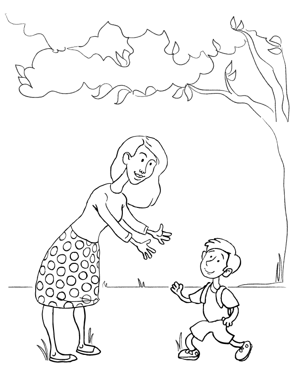 Mother and Son Coloring Page
