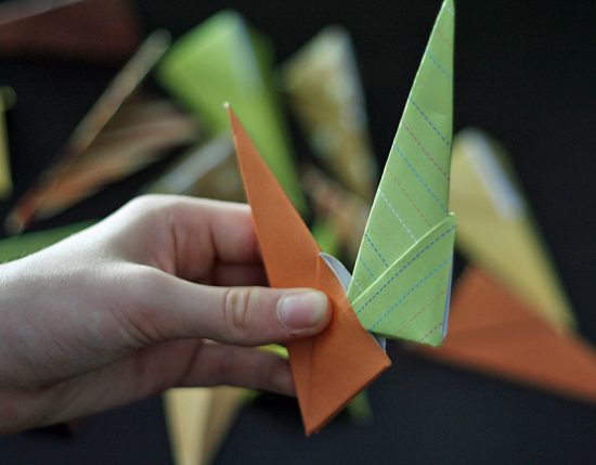 Assembling an origami starburst wreath