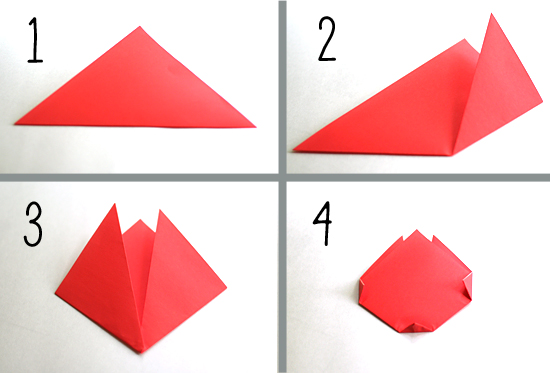 Steps for making an origami tulip