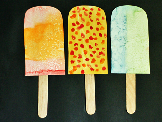 Colorful painted popsicle art project for kids