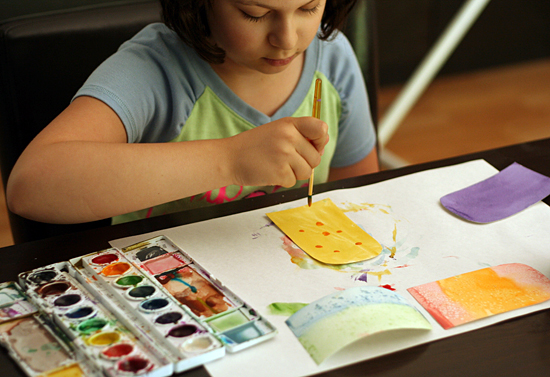 Adding details to watercolor popsicles