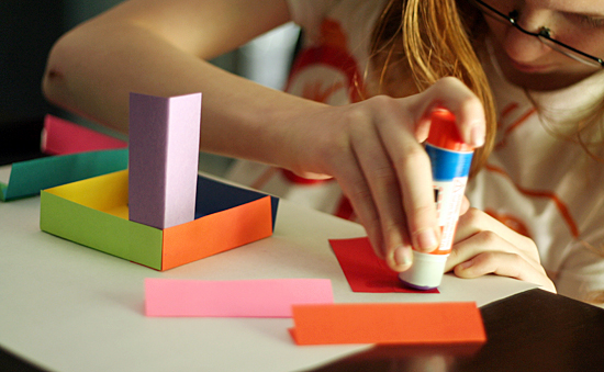 Paper cube sculpture for kids
