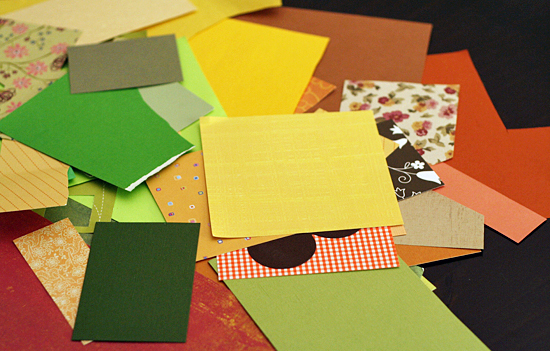 Fall colors paper scraps