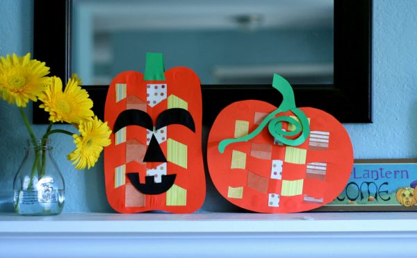 Paper weaving pumpkins and jack o'lanterns