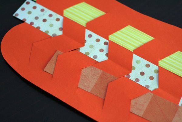 Paper weaving pumpkins with patterned paper