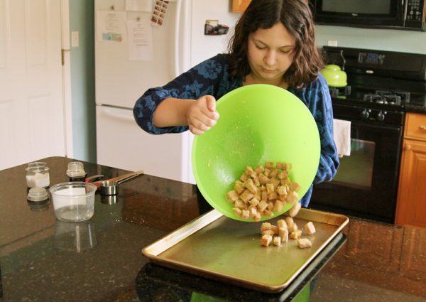 Kid-friendly Parmesan crouton recipe