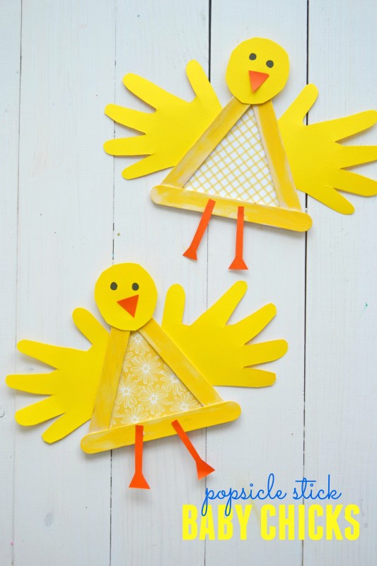 Crafty Popsicle Stick Baby Chick for Spring