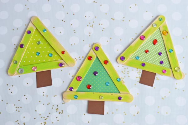 Popsicle Stick Christmas Trees - Kid Craft
