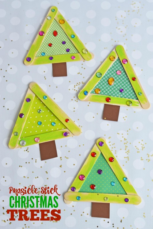 Popsicle Stick Christmas Trees - Kid Craft