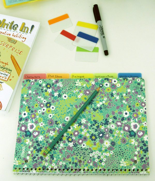 Writer's idea book with spiral notebook and Post-it Tabs