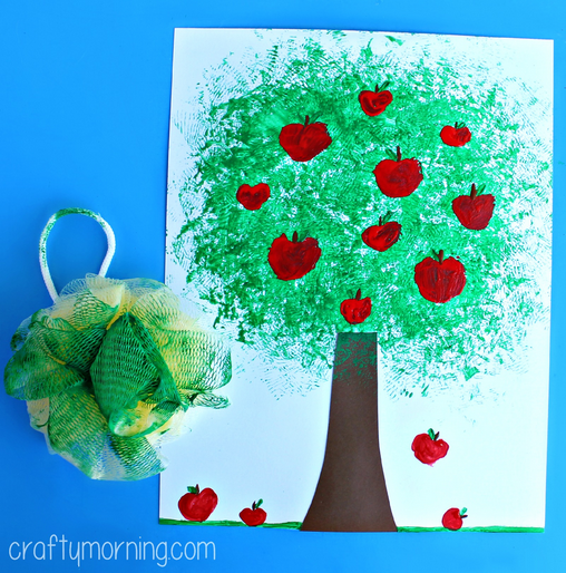 pouf-sponge-apple-tree-craft-for-kids