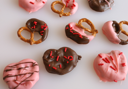 Chocolate Dipped Pretzel Hearts