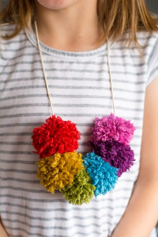 Rainbow Pom Pom Necklace