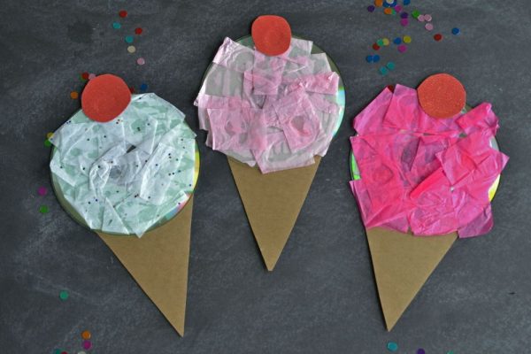 Recycled CD Ice Cream Kid Craft