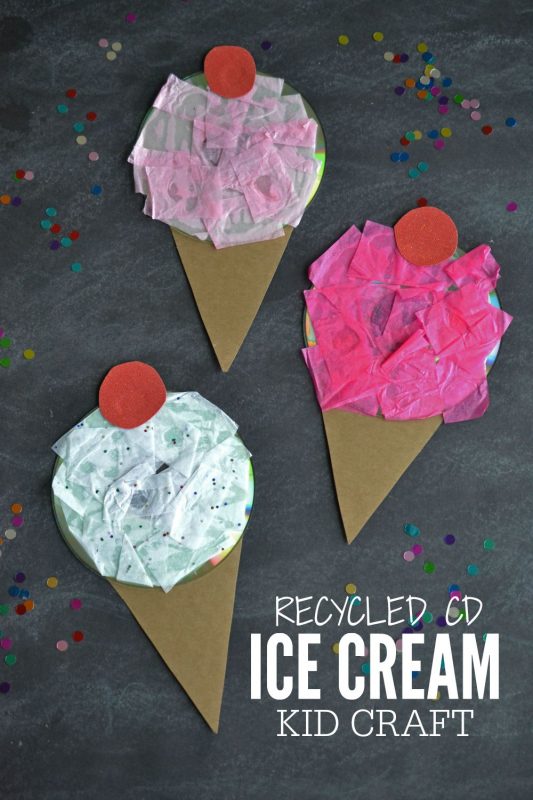 Recycled CD Ice Cream Kid Craft