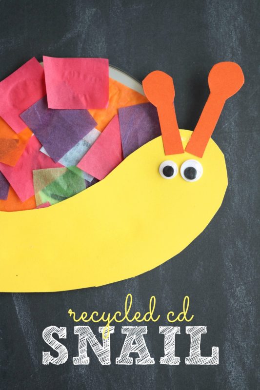 Recycled CD Snail Kid Craft