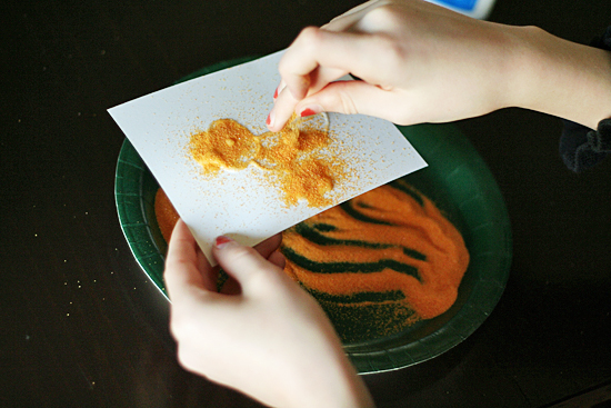 Colored sand drawing art project