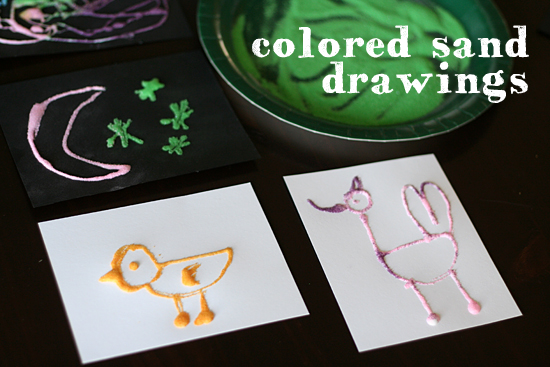 Colored Sand and Glue Drawings