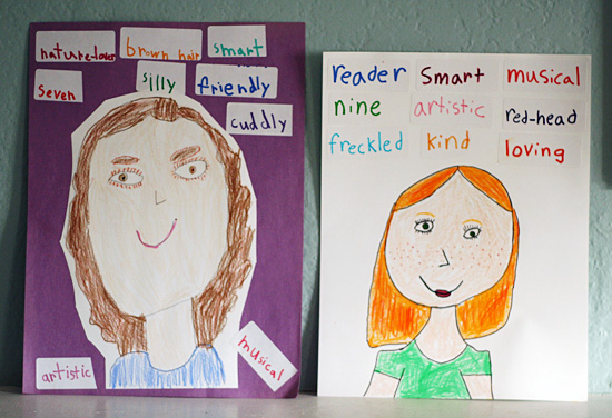 Adjective self-portraits for kids