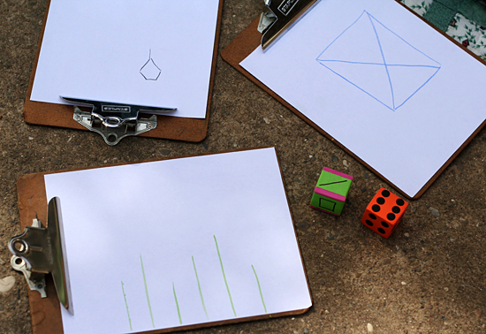 Playing a shape dice drawing game