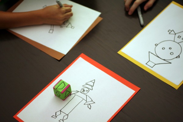 Scarecrow Portrait Shapes Roll and Draw Game Sheets