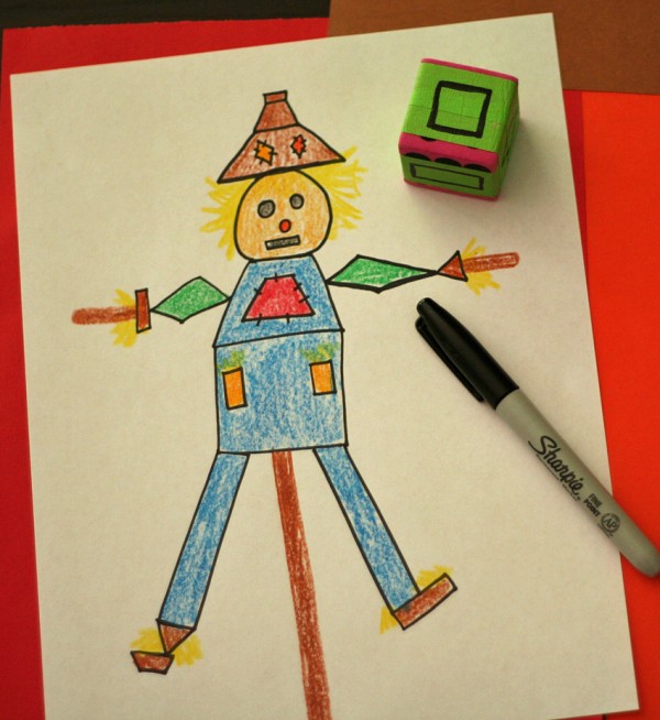 Scarecrow Portrait Shapes Roll and Draw Game Sheets