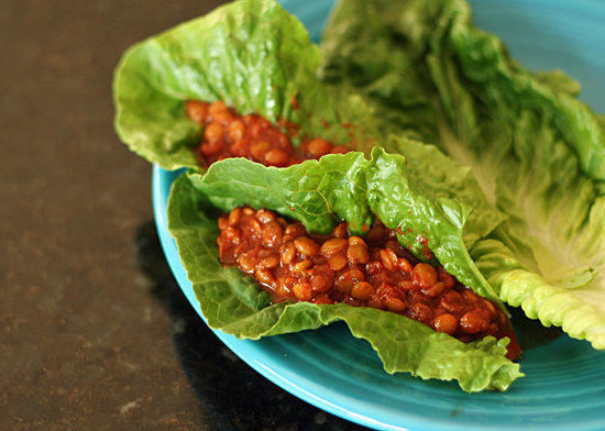 Slow Cooker Lentil Sloppy Joes Lettuce Wrap