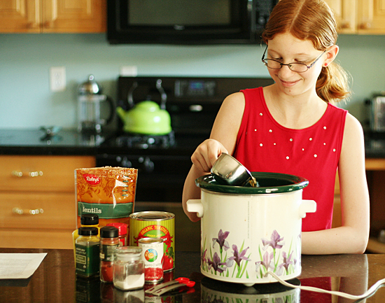 Slow Cooker Lentil Sloppy Joes Prep