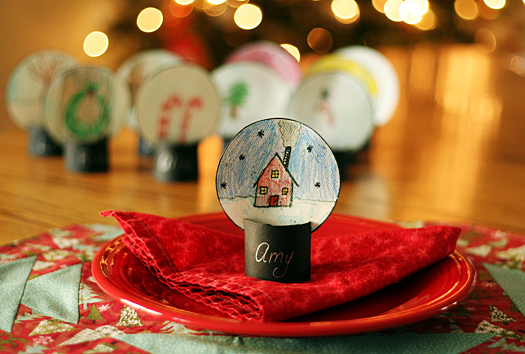 snow globe place card