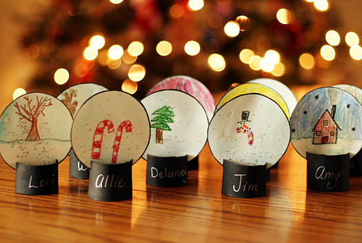 Winter Snow Globe Place Cards