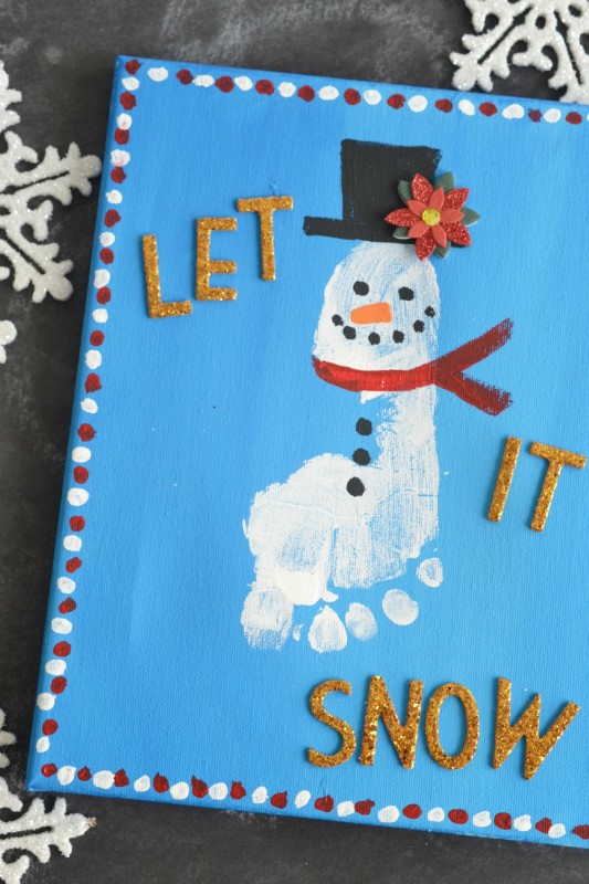 Footprint Snowman Keepsake Canvas Idea