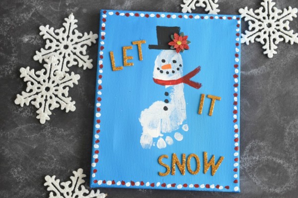 Footprint Snowman Keepsake Canvas Idea