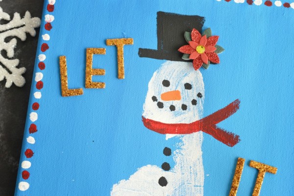 Footprint Snowman Keepsake Canvas Idea