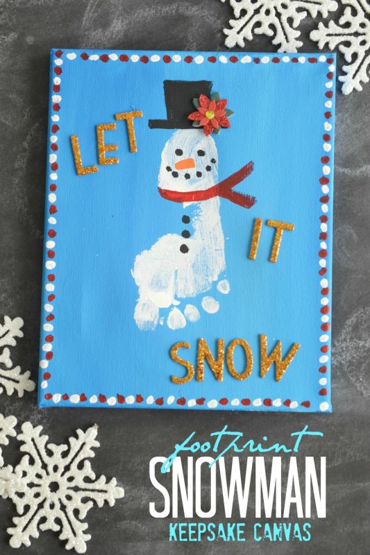 Footprint Snowman Keepsake Canvas Idea