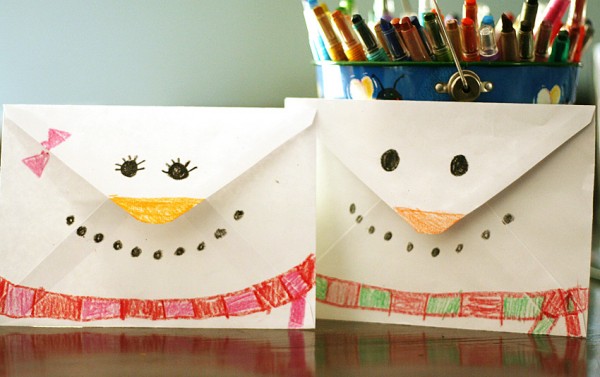 Snowman envelope craft for kids