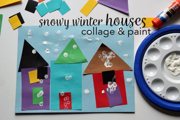 Snowy Winter Houses Art Invitation