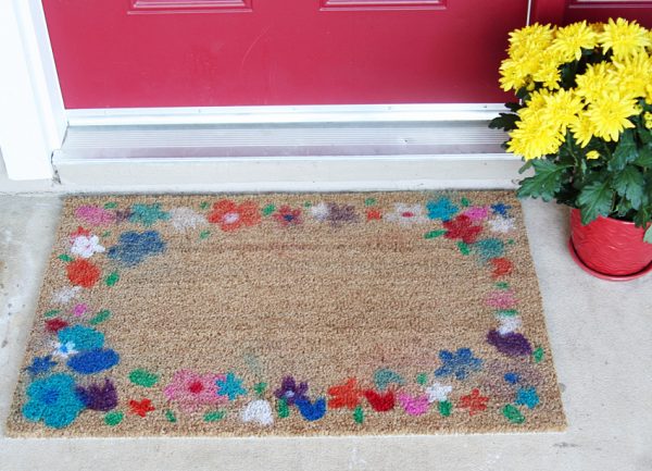 Kid-made spring flower doormat