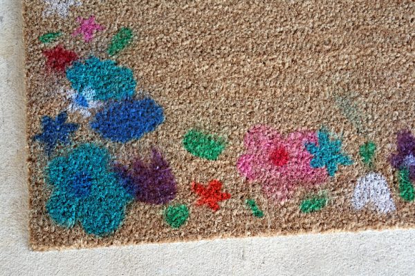 Airbrushed flower doormat kid-friendly project