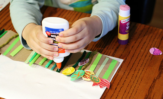 glueing spring flowers