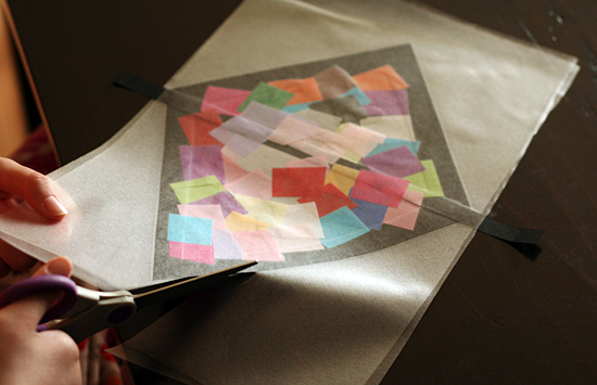 Cutting out a stained glass kite