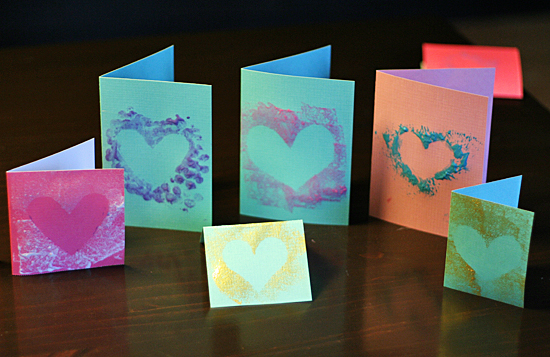 Simple Stenciled Heart Cards for Valentines day