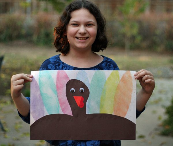 Stenciled turkey art project for kids