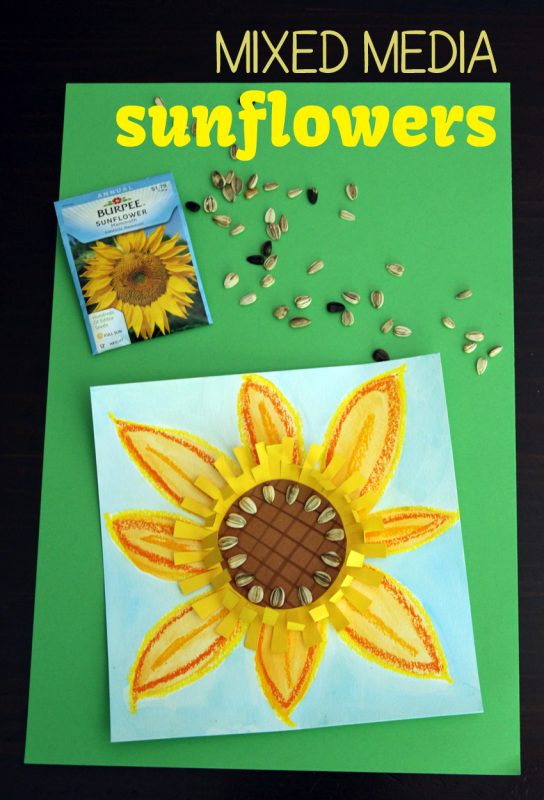 Mixed media sunflower art project for kids