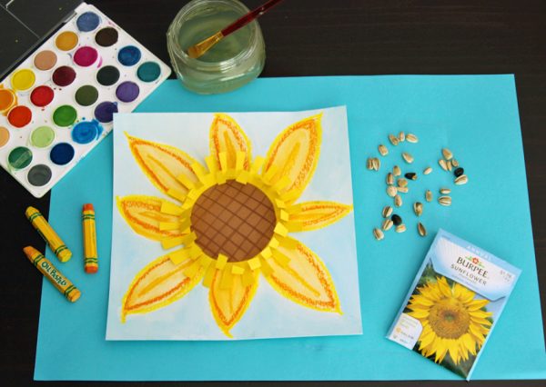 Sunflower mixed media art project for kids