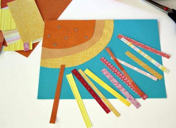 Colorful paper sun collage for kids