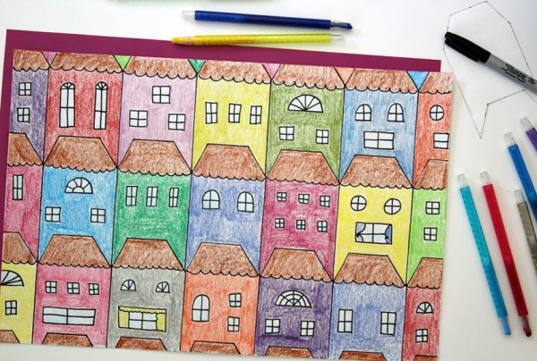 Tessellations Houses to Draw and Color