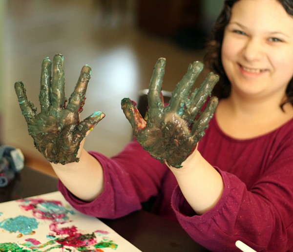 Textured finger paints for kids